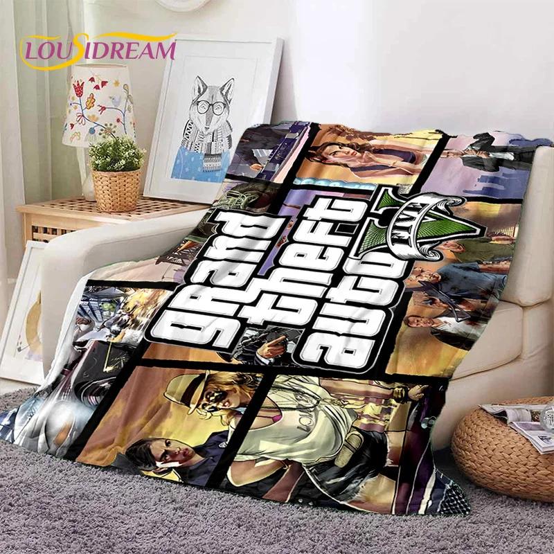Игровой плед GTA Grand Theft Auto, Мягкий плед для геймеров, Согревающий плед, Удобный плед для пикника, кроватей, дивана, домашней спальни, Подарок