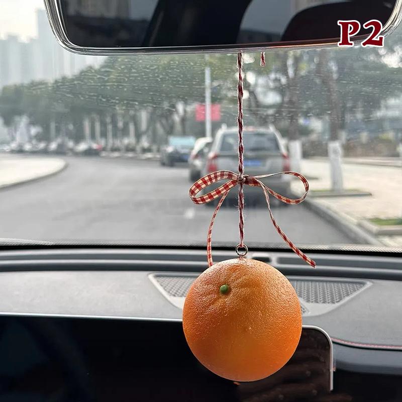 Simulated Fruit Car Ornament Cute Foam Fruit Decoration Persimmon, Orange, Peach Shapes Auto Interior Decor Accessories