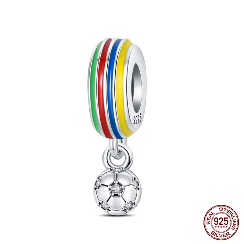 100% Медь Серия I Love Soccer Шармы-подвески в виде трофея удачи для футбола Подходят для оригинальных браслетов Qikaola Изысканные украшения своими руками