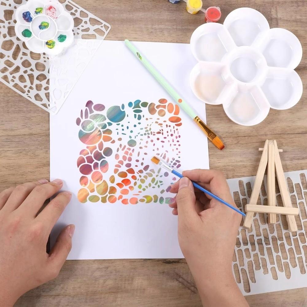 16pcs Reusable Craft Stencils Textured Hollow-out Painting Stencils Layered Drawing Stencils