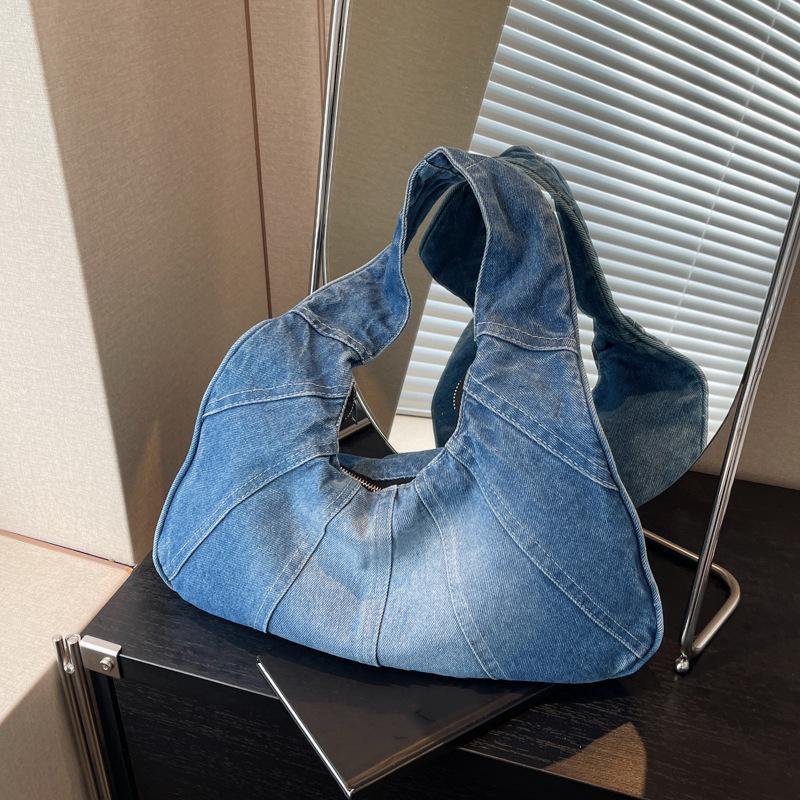 Vintage Denim Women Totes Brand Fashion Causal Shoulder Bag Large Capacity Female Shopper Hobo Armpit Bag CLE