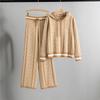 European Style Women's Spring Knitted Set: Hooded Sweater & Slimming Wide-Leg Pants