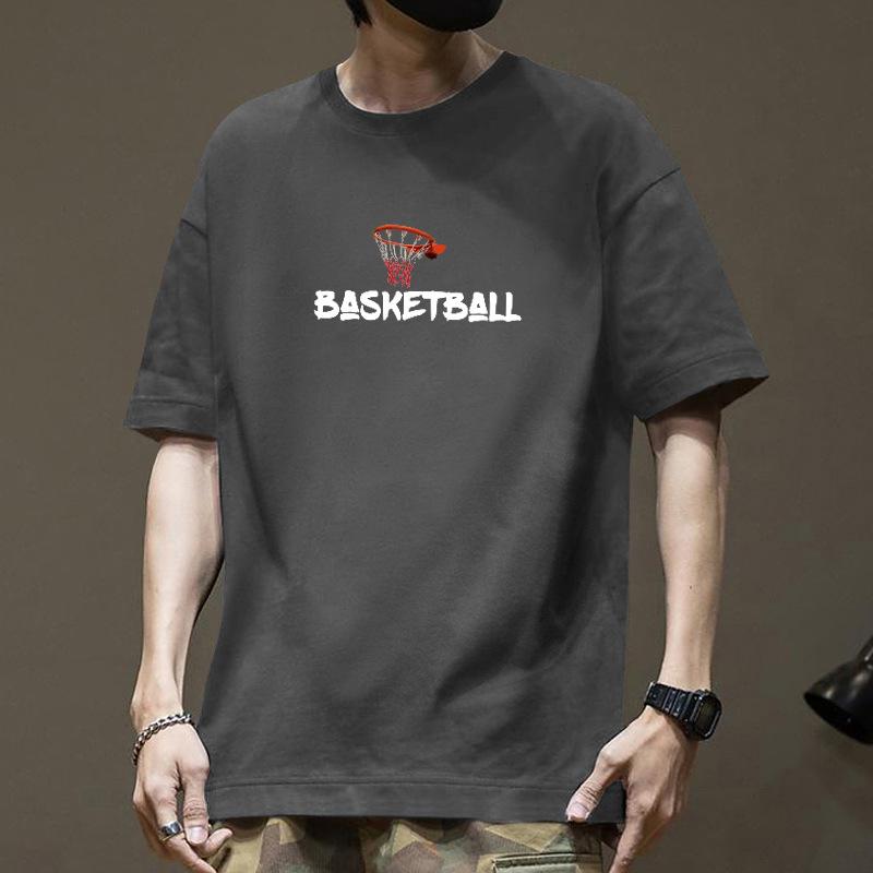 Хлопковая футболка с коротким рукавом Мужская Летняя Модная с принтом Футболка с круглым вырезом Свободная Модная Дышащая