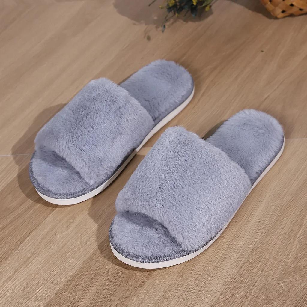 Fashion Casual Fluffy Slippers Women House Flats Fashion Popular Plush Winter Designer Shoes Ladies Elegant Platform Footwear Large Size