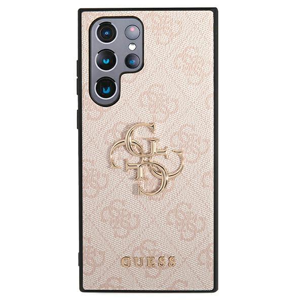 Чехол Guess GUHCS22L4GMGPI S908 S22 Ultra розовый/pink жесткий 4G Большой Металлический Логотип