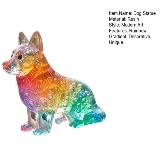 Юшэн Цветные Стеклянные Украшения Собаки Радужный Градиент Фигурки Щенков Декоративная Скульптура Собаки Подарок на Праздники Дни Рождения