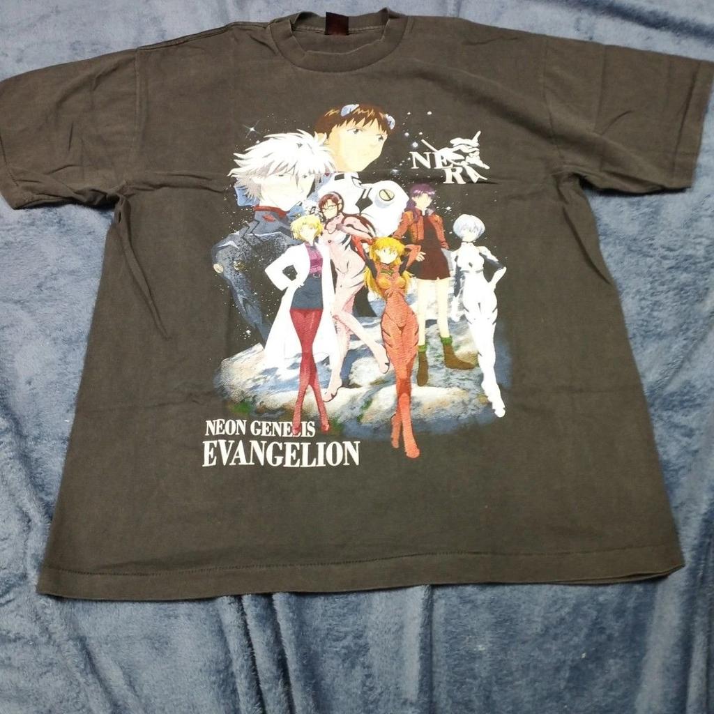 Neon Genesis Evangelion Graphic T-Shirt Black XL Vintage Wash Anime Tee