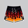 Mens Flame Print Shorts Loose Straight Fit Quick Dry Casual Streetwear