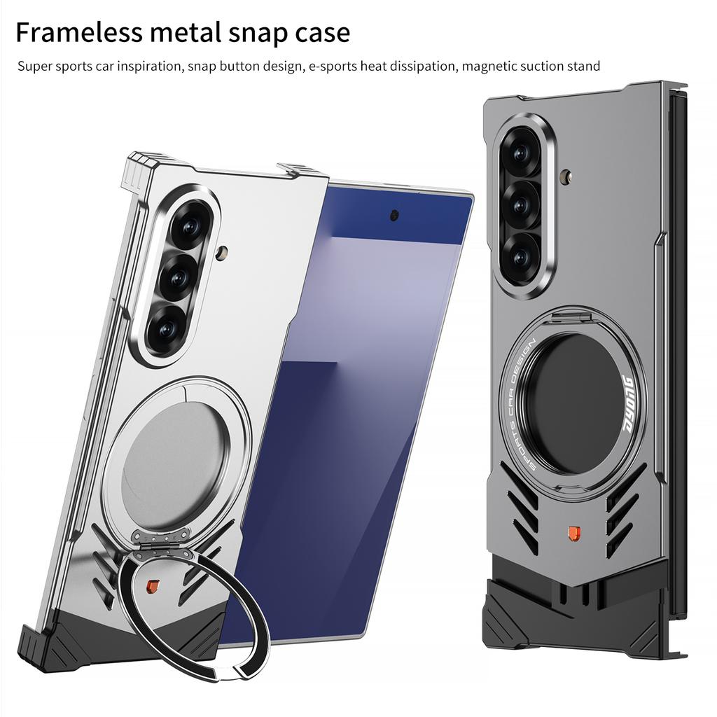 DYONG For Samsung Galaxy Z Fold7 5G Metal Case Frameless Hollow Heat Dissipation Phone Cover with Kickstand