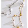 Yhpup 92+5cm Double-Layer Chain Overlay Necklace Stainless Steel 4-Season Jewelry Sweater Chain Accessories Simulated Pearls