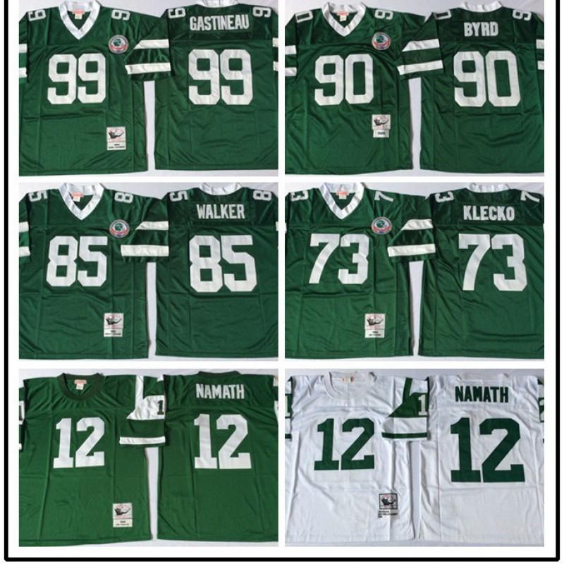 Mens Retro NFL New York Jets Jersey 12 Football Training Uniform Cotton Sportswear Gym Running Outdoor Activities