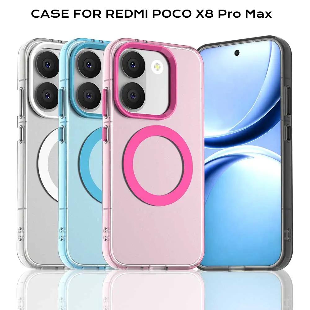 For Magsafe Frosted Clear Phone Case for POCO X8 X7 X6 Pro Max Note 15 14 13 Pro Plus 4G 5G Slim Protective Candy Magnetic Cover