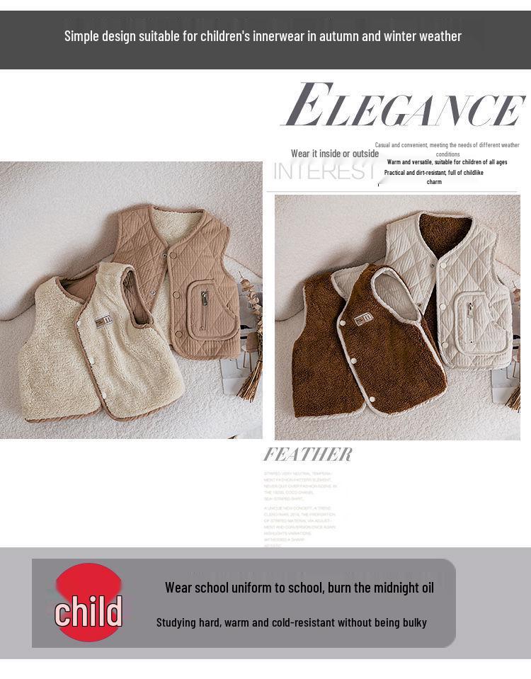 Детский жилет без рукавов из овечьей шерсти на флисовой подкладке для весны и осени - Унисекс