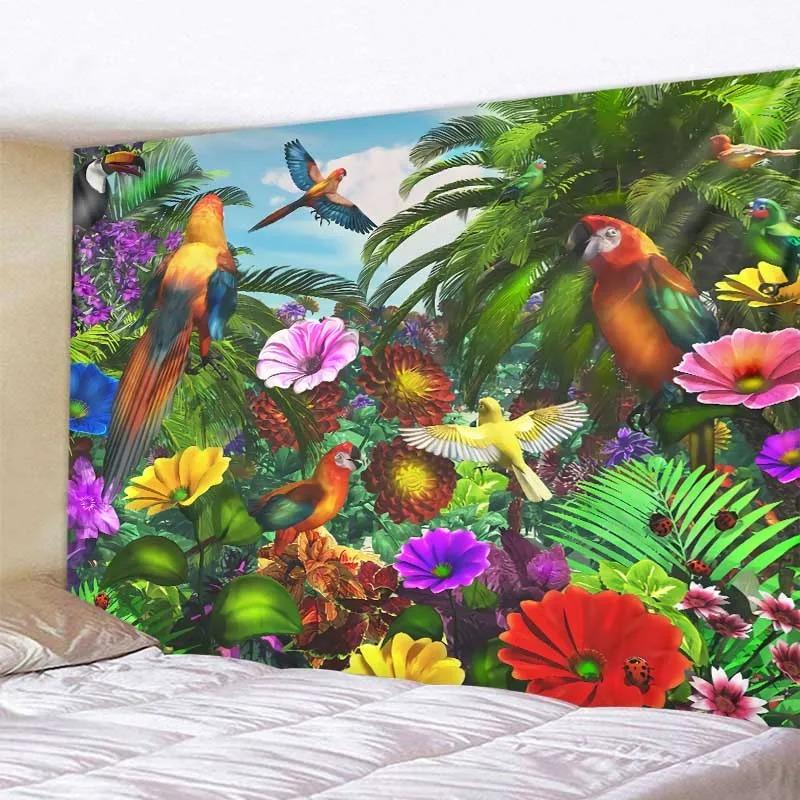 Bedroom Living Room Tapestry Parrot Peacock Art Pattern Fashion Home Decoration Tapestry