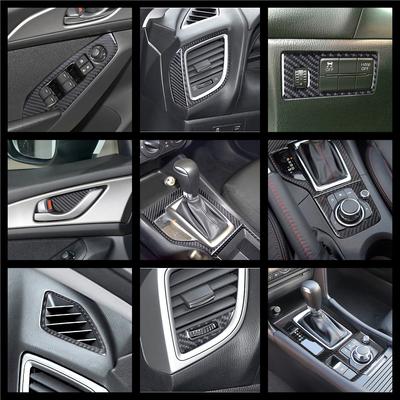 Углеродное волокно для Mazda 3 Axela 2013-2016 Аксессуары Панель передач Центральная консоль Приборная панель Кондиционер Воздуховод Дефлектор Подстаканник