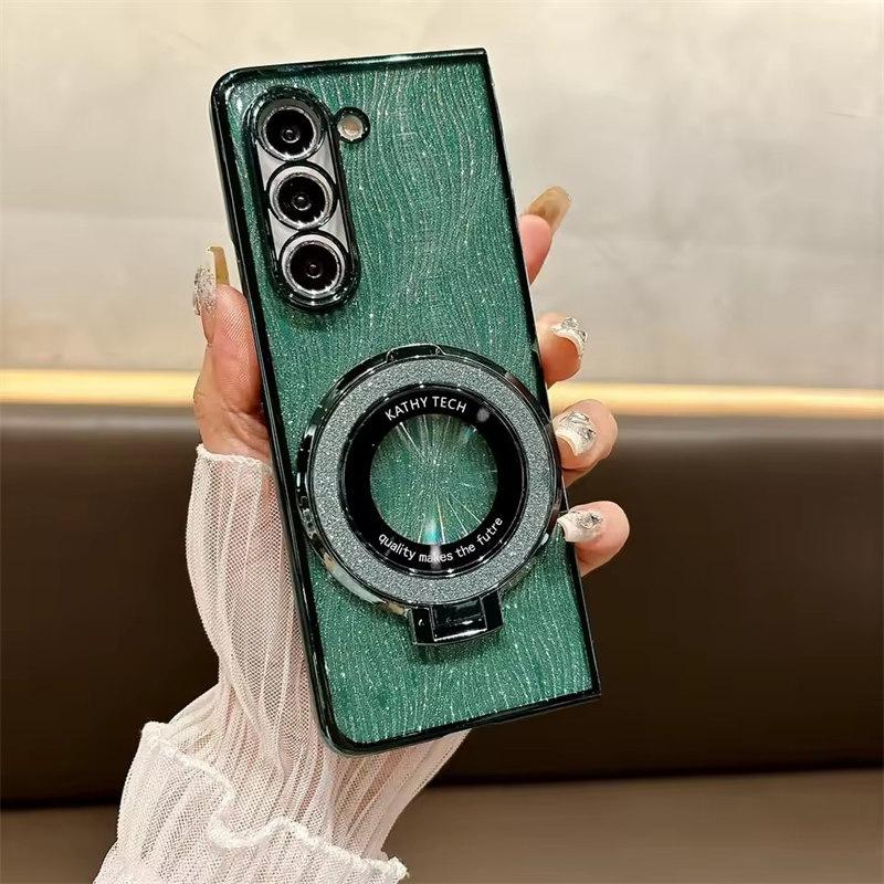 Чехол Ring Electroplate Sparkling для телефона Samsung Galaxy Z Fold 6 5 4 3 Fold6 Fold5 Fold4 Fold3 Магнитный противоударный чехол
