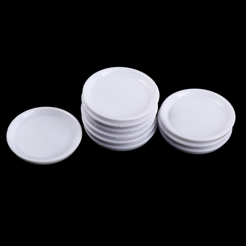 10Pcs Kitchen Toys Doll House Trays Plates Doll Durable Mini Food White Dishes Tableware Miniature Doll House Accessories