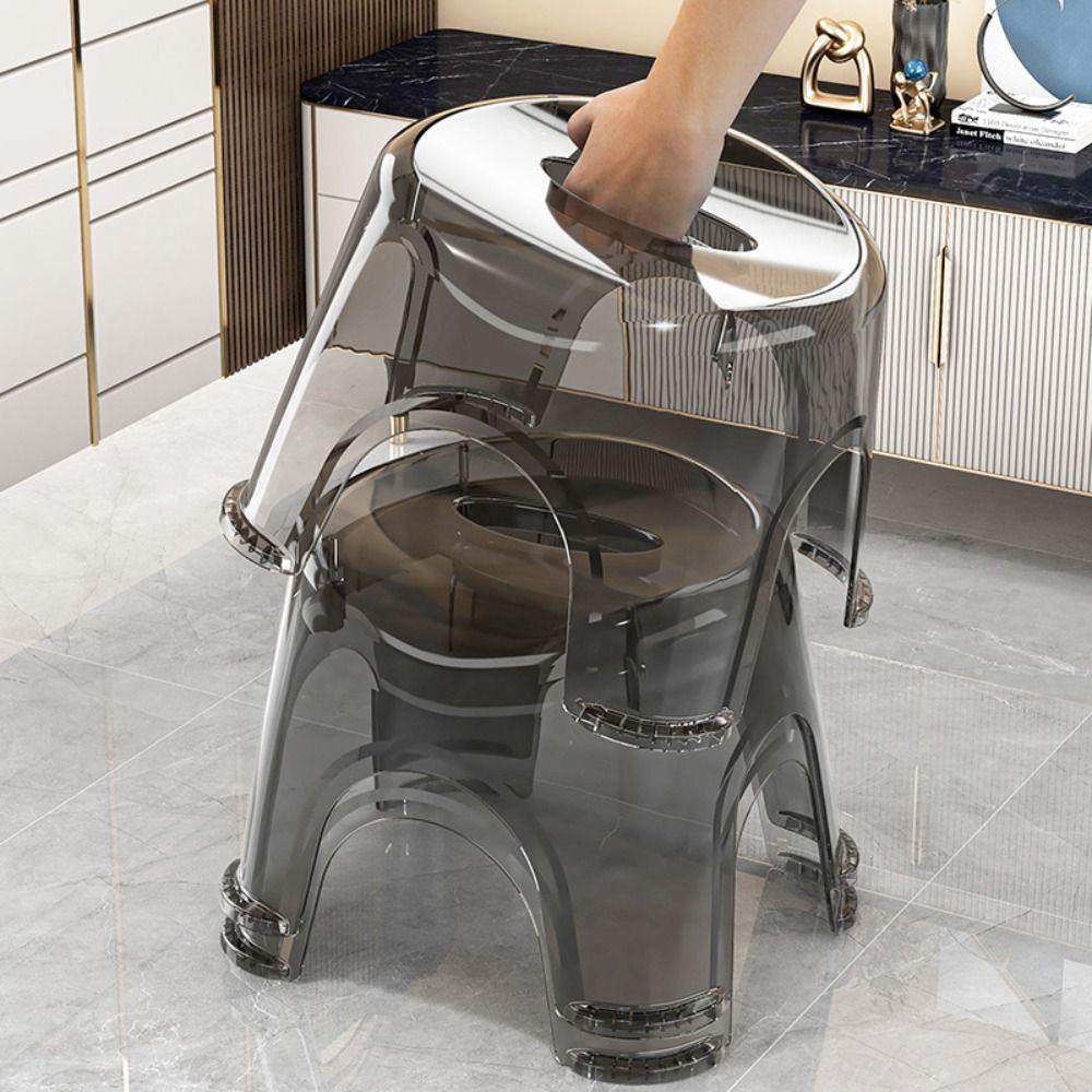 Waterproof Small Low Stool Transparent Shoe Changing Stool Modern Furniture Kid Stool  Bathroom