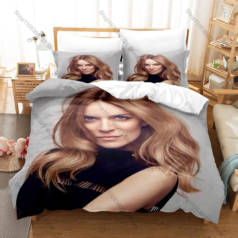 Celine Dion World Tour Singer Print Bedding Set Soft Polyester Duvet Cover + 2 Pillowcases For Pop Music Fans Bedroom Decor