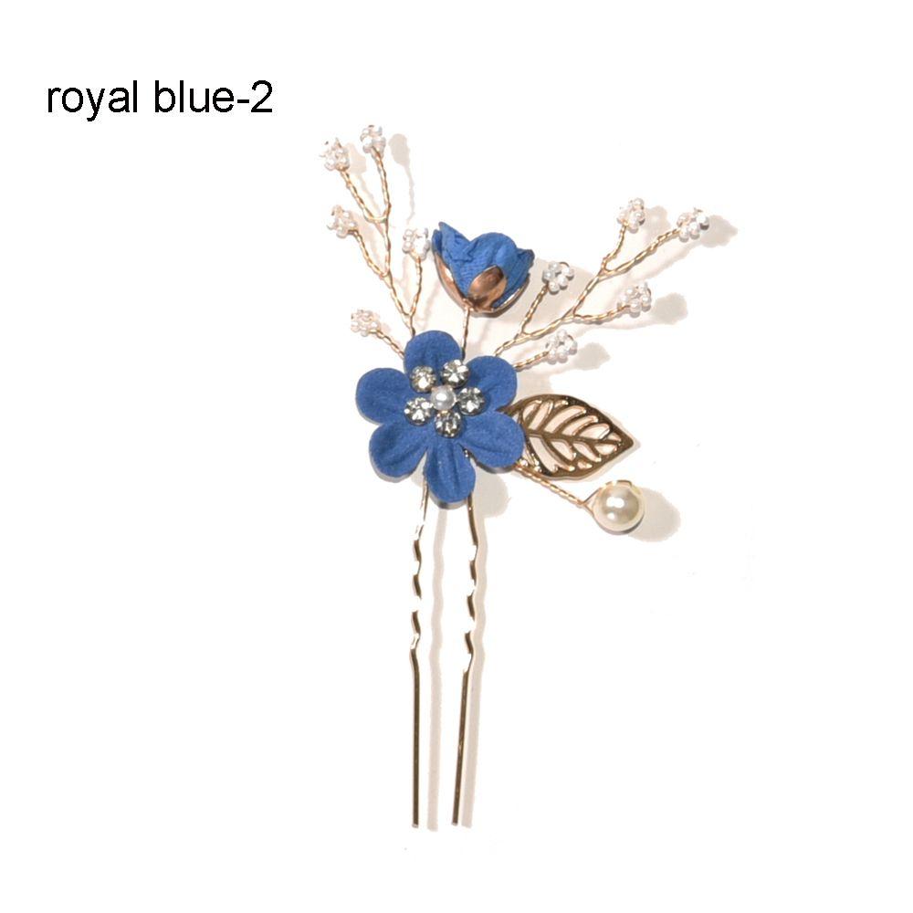 Романтическое Свадебное Украшение для Волос Невесты Листья Тиара Гребни для Волос Свадебные Заколки Синий Белый Цветок Заколка для Волос