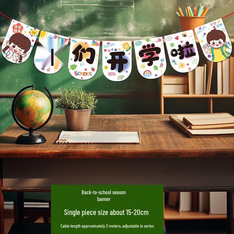 Creative Back-to-School Cartoon Banner Decoration for Classrooms and Kindergartens