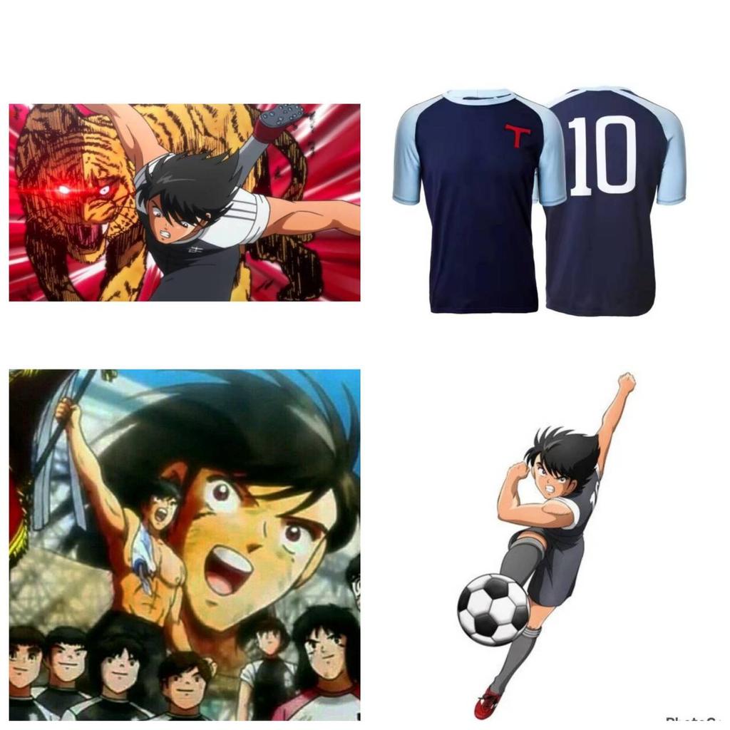 Капитан Цубаса Хьюга Лендерс Футбол Футболка Джерси Япония Тигр Косплей Мультфильм Анимация Принт Быстросохнущая Винтаж Короткий Рукав Униформа