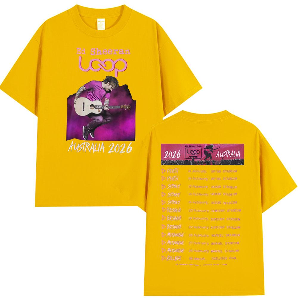 2026 Hot Sale Ed Sheeran Loop Tour Australia 2026 Tour Merch T-shirts Fans Gifts Men Women Clothing Fashion Hip Hop Cotton Oversized T Shirts Top