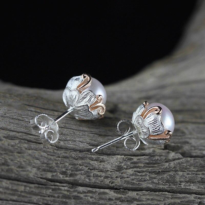 S925 Модные классические серьги-гвоздики с перегородчатой ​​​​жемчужиной и синим жемчугом