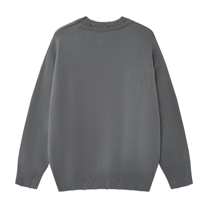 Womens Butterfly Jacquard Sweater Loose Street Style Round Neck Long Sleeve Fall Winter
