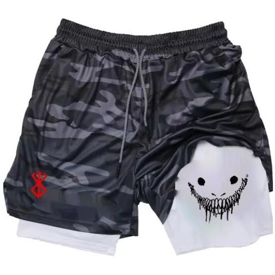 Berserk Muay Thai Kick Boxing UFC MMA Mixed Marcial Art Shorts Anime Men Women Unisex Double Layer Quick Dry Breathable Sport Gym Fitness Workout