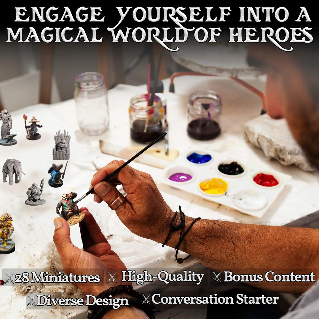 28 Miniatures Heroes Animals for DND Miniatures 28mm Bulk Dungeons Dragons Miniatures I for Miniatures DND Minifigures Tabletop Fantasy Miniatures