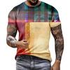 Цветная футболка с граффити для мужчин, Color Blocking, 3D-принт, летние повседневные топы с коротким рукавом, круглый вырез, свободные футболки