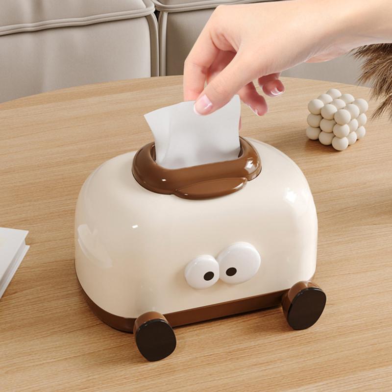 Пластиковая мультяшная коробка для салфеток Kawaii, декоративная большая вместительная подставка для салфеток с пружинным диспенсером для салфеток, украшение для гостиной