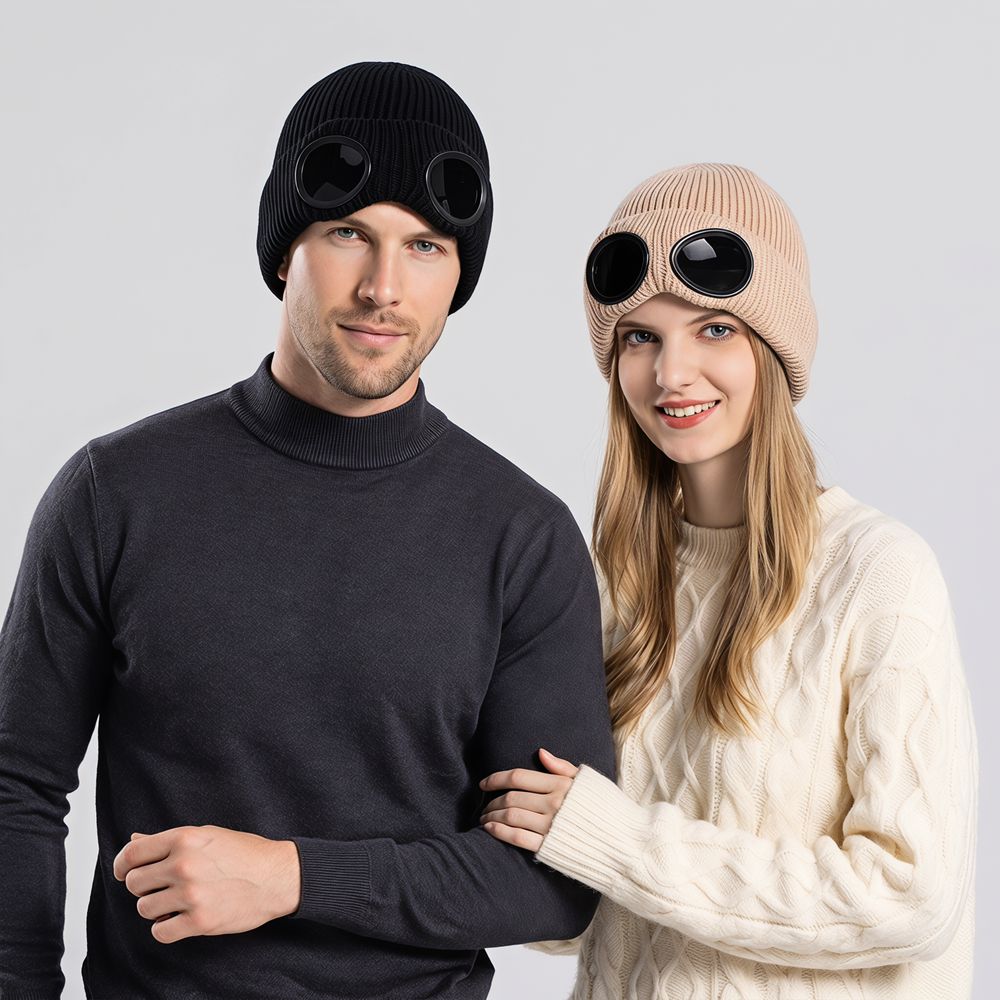 Removable Glasses Warm Ski Mask Hats Wear-resistant Knitted Hat Fashion Winter Glasses Caps Sports