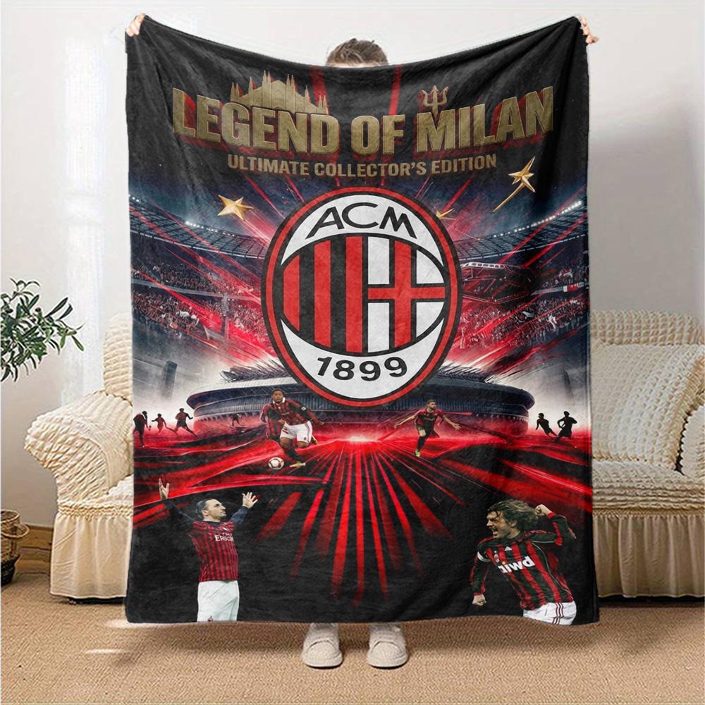 AC Milan Print Flannel Blanket High Quality Warm Comfortable Cover for All Seasons Perfect for Gifts Home Decor