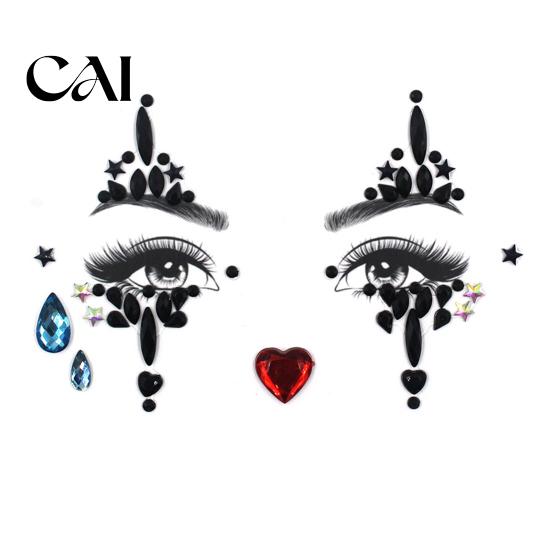 Holiday Makeup Ornaments Face Gems Temporary Tattoo Sticker, Faux Crystal Jewelry Gem Stickers Rhinestone Teardrop Eyeliner Decoration for Party, Rave