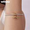 WOSTU 925 Sterling Silver 18K Gold Plate Leopard Lion Pendant Animal Charm For DIY Jewlery Gift Fit Original Bracelet Necklace