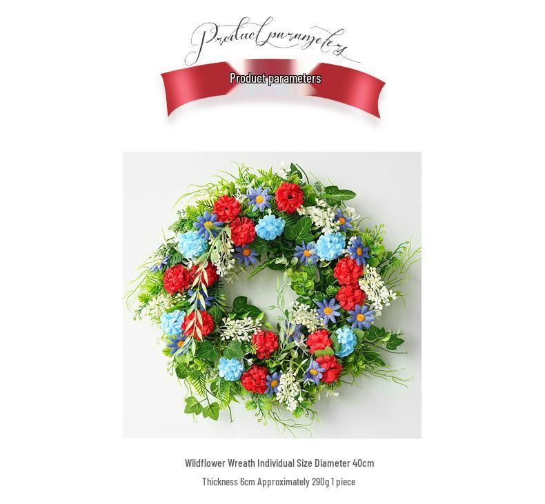 Wildflower Independence Day Door Wreath – July 14th Decorative Hanging