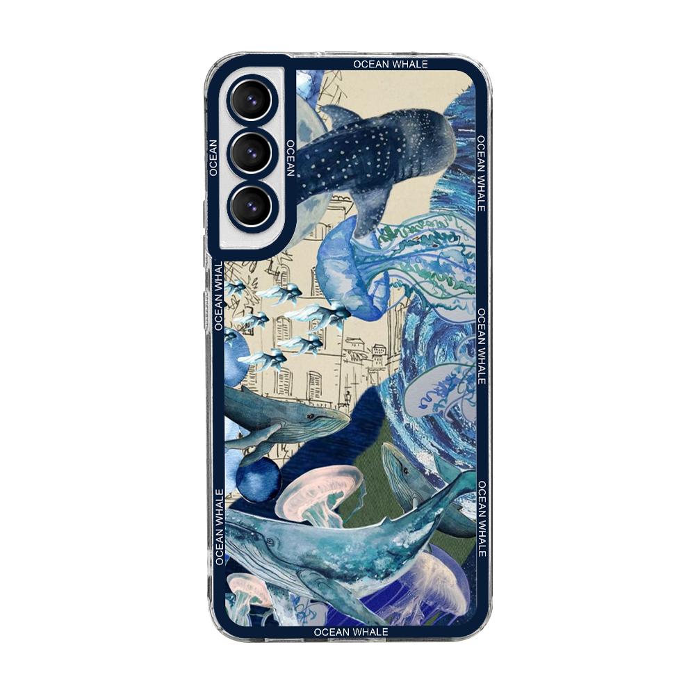 Чехол для телефона 'Плавающий китовый акула в океане' для Samsung Galaxy S25 S24 S21 FE S22 Plus S23 Ultra 5G Мягкие прозрачные чехлы Эстетичные Fundas
