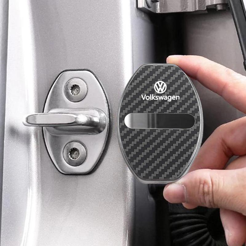 BFPQY1 4PCS Car Door Lock Cover Stickers Door Lock Cover Key Accessories For Volkswagen VW Golf Polo Jetta Passat Tiguan Touran Touareg