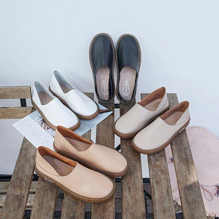 Slip-on Retro Single Shoes Small Leather Shoes Grandma Shoes Women's Flat