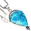 Necklace Tibetan Turquoise Gemstone Handmade Antique Silver Jewelry 2.25"