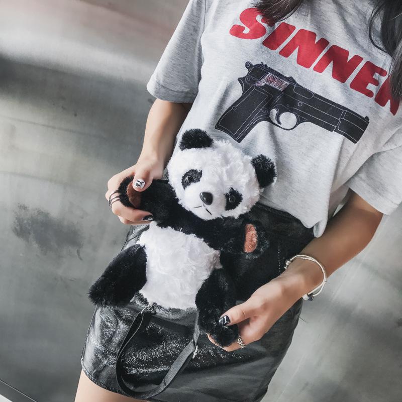 Cute Plush Panda Doll Bag Satchel Single Shoulder Cartoon Bag