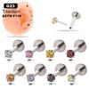 Colored Cubic Zirconia Inlaid Titanium Labret Stud (1.2*8mm) for Cartilage, Tragus, or Conch Piercing