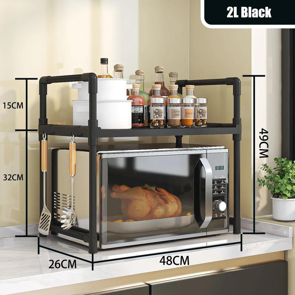 Kitchen Elevated Design Seasoning Rack Microwave Storage RackBilayer Oven Modern Minimalism Kitchen Accessories Organizer