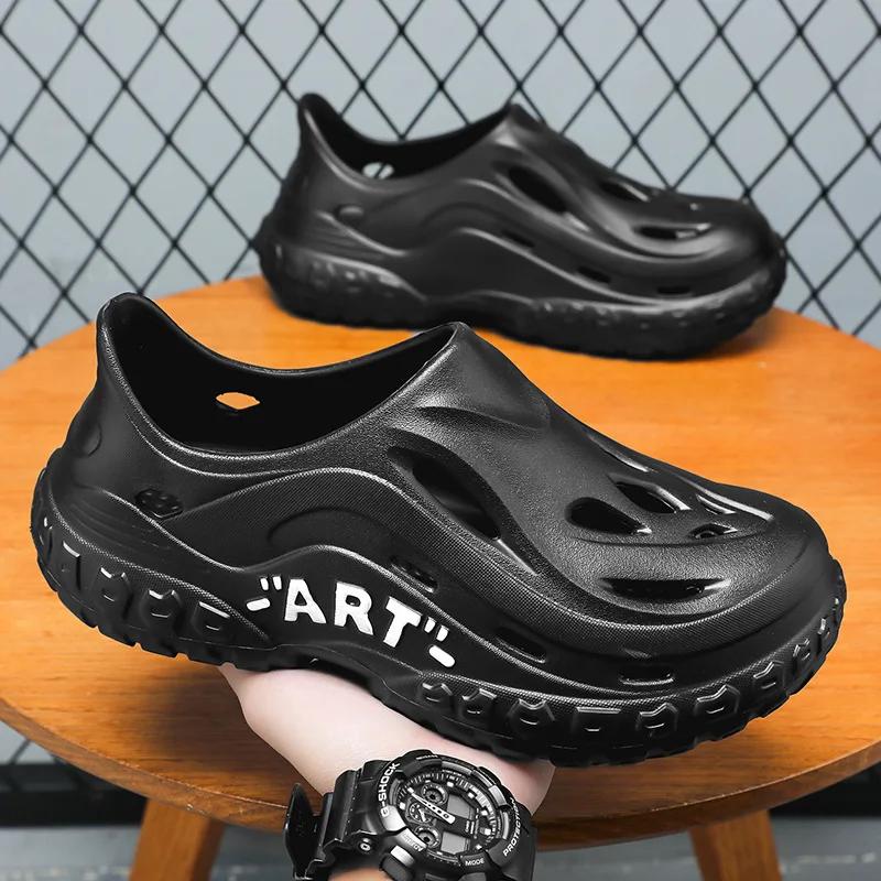 Мужские летние сандалии EVA легкая перфорированная обувь дышащая мужская не пахнущая обувь с толстой подошвой и носками пляжная обувь