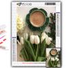 Cross Stitch Kit DIY Diamond Embroidery Tulips And Coffee Diamond Painting Home Decor