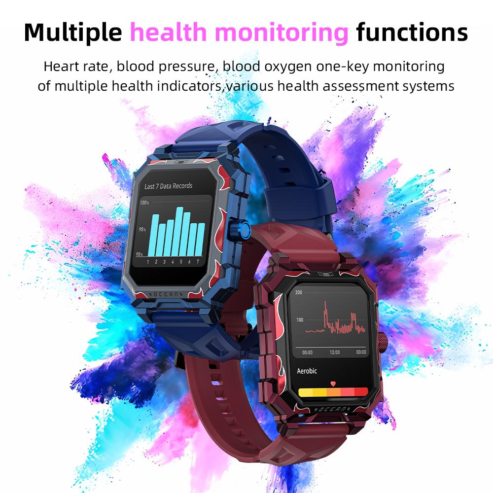 LOKMAT Спортивные умные часы, новые флагманские водонепроницаемые фитнес-трекеры, умные часы с BT-звонками, монитор сердечного ритма, кислорода в крови