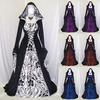 Women Gothic Maxi Dress Halloween Cosplay Dresses Retro Long Medieval Dress
