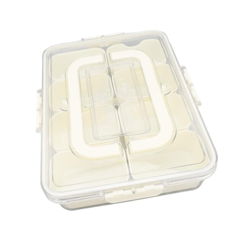 Portable Snackle Box Container 8 Compartment Clear Snack Platters Divided Serving Tray With Lid And Handle For Candy Veggie